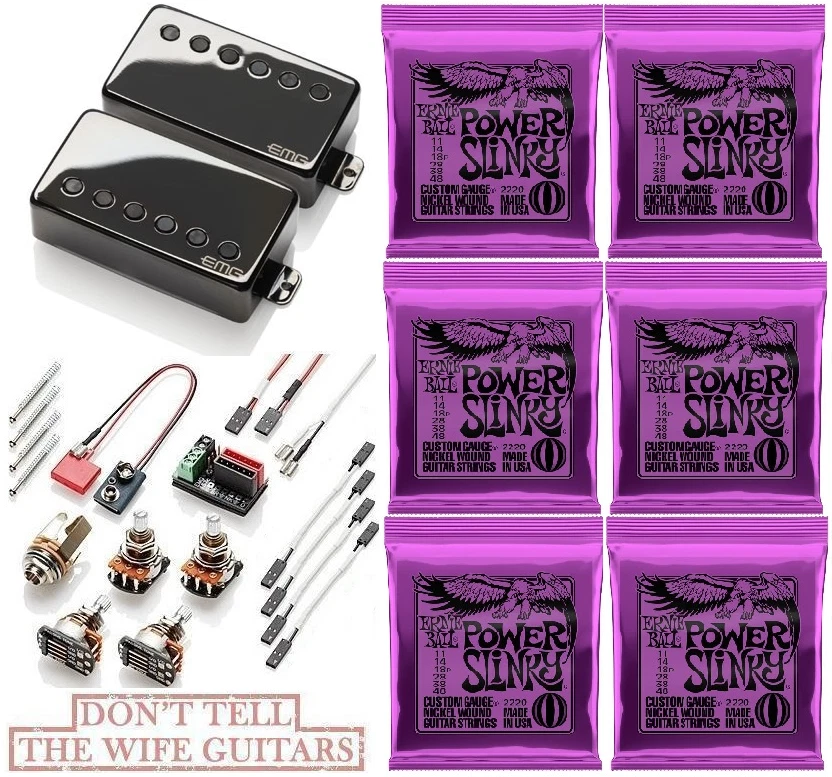EMG JH SET JAMES HETFIELD BLACK CHROME STD SHORT POTS ( 6 POWER SLINKY SETS )