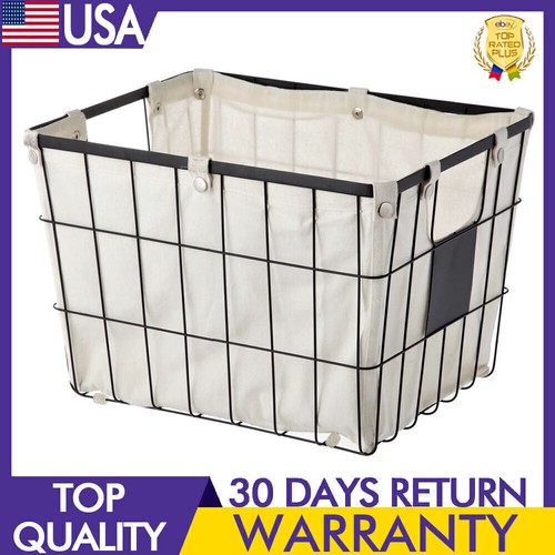 Medium Wire Basket Set Chalkboard Labels Liner Removable Kitchen Bedroom Black