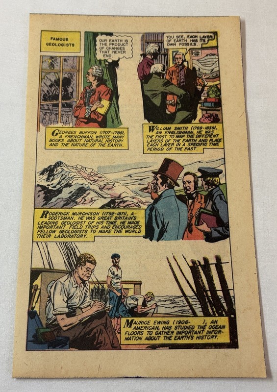 1960 cartoon page~ GEORGES BUFFON,WILLIAM SMITH,RODERICK MURCHISON,MAURICE EWING