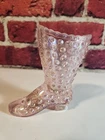 Fenton Vintage Pink Iridescent Glass Hobnail Laced Boot Fenton Mark M1