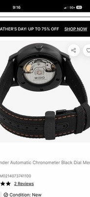 MIDO Commander Auto Chronometer 42mm Black Dial Date PVD Steel Fabric Strap