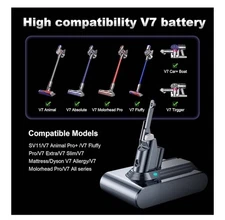 6500mAh Battery Replacement for Dyson V7/SV11 Cordless Vacuums, 21.6V 6-Cell ...