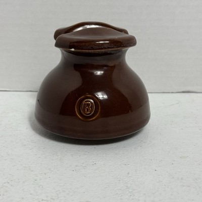 Brookfield Brown Porcelain Insulator c1920s 1940s Embossed B Utility Pole - GF
