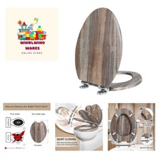 Elongated Toilet Seat Molded Wood Toilet Seat with Quietly Close and Quick Re...