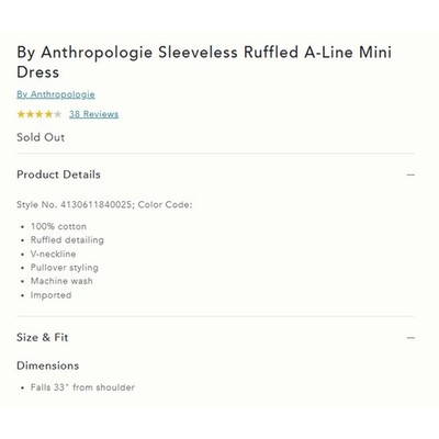 By Anthropologie Sleeveless Ruffled A-Line Mini Dress Navy Floral M NWT  $178