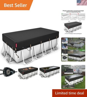 2026 Upgraded 8x16ft Rectangular Pool Cover - Windproof, Eco-Friendly & Durable