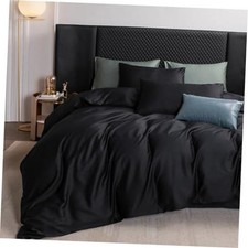 Queen Duvet Cover Set 100 Extra Long Queen 90"x90" Black No Comforter
