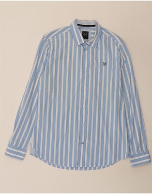 Crew Clothing Herren Hemd mittelblau gestreift Baumwolle FA31