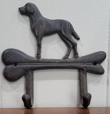 Cast Iron Dog Bone Leash Double Wall Hook Key Towel Coat Hanger Brown