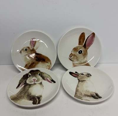 Arlington Designs Dessert Appetizer Easter Bunny Plates Stoneware Set 4