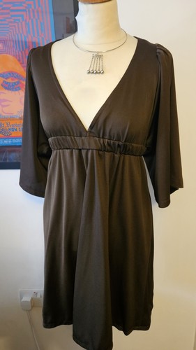 Amazing vintage 1960s 1970s mini mod hippie psych go go dress angel sleeves S - Picture 2 of 5