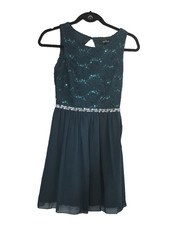Speechless Dress Juniors 3 Green Fit & Flare Lace Sequin Rhinestone Lined NEW