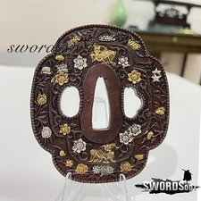 Gold Plated Brass Sword Tsuba Hand Guard For Diy Japanese Samurai Katana Sword