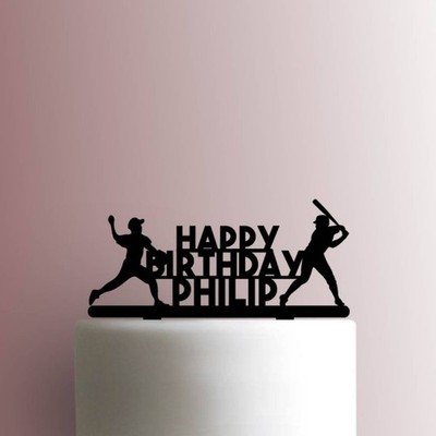 Individueller Baseball Happy Birthday Name - Acryl Cake Topper