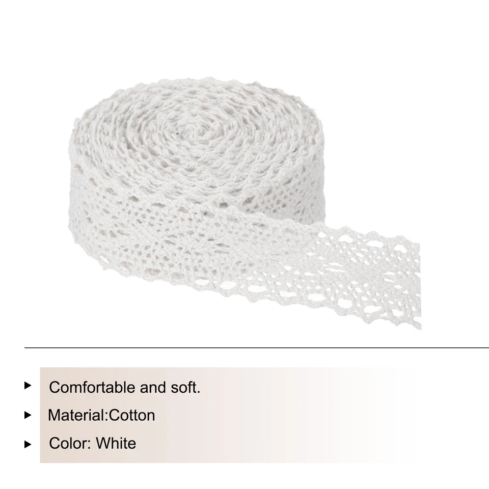 Cinta de encaje 10 yardas 1,2 pulgadas algodón encaje ribete blanco Foto 3 de 4