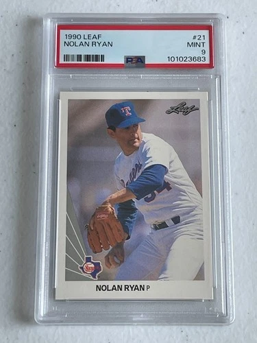 MINT CONDITION NOLAN RYAN! PSA 9! 1990 Leaf #21 HOF All-time Strikeout King