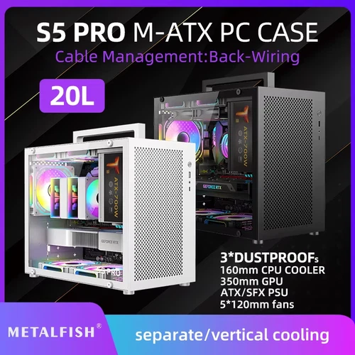 S5 PRO 20L Computer Case Gaming PC Chassis Support MATX/ITX SFX/ATX PSU 160mm To