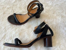 Isabel Marant EU size 37 black leather ankle wrap heels Block Heel US 7