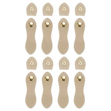 8 Pcs Leather Snap Buckles Sew on Purse Tab Closures Fasteners Khaki