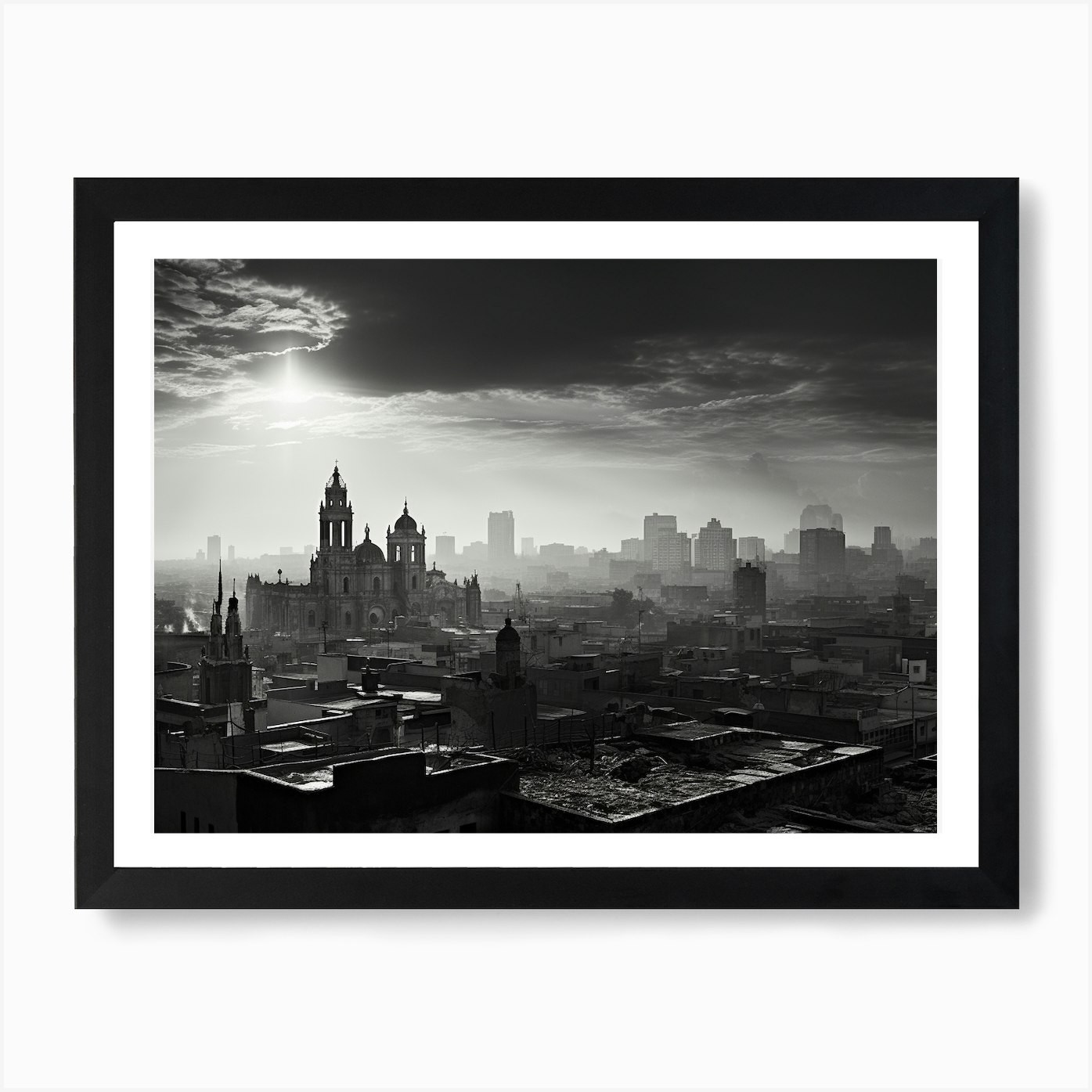 Black And White Photograph Of Mexic Framed Wall Art Poster Canvas Print Picture