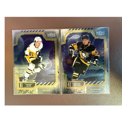 2025-26 Metal Universe Penguins Rookie (RC) Ben Kindel Ville Koivunen Lot (2)