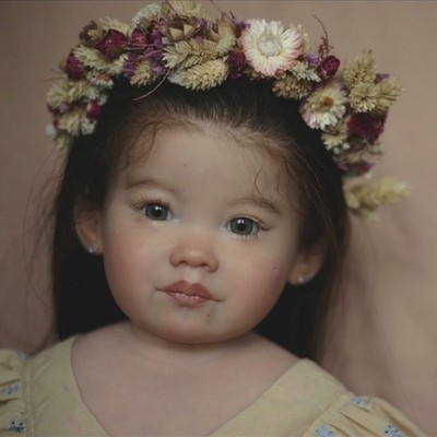 30in Reborn Baby Doll Painted Rooted Hair Cloth Body Cute Toddler Girl Xmas Gift
