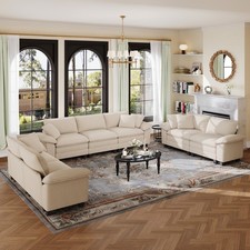 Modular Sectional Sofa Corduroy Cloud Couch with Chaise and Cushion 7/5/4/3-Seat