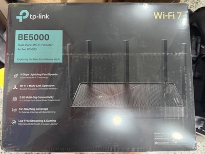 Brand NEW TP-Link Archer BE5000 Dual-Band Wi-Fi 7 Router Black