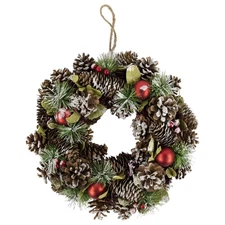 Northlight Red Ornament with Frosted Pinecones Christmas Wreath 13.5in