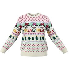 Disney Jumping Beans Minnie Mouse Holiday Sweater Girls 8 White Fair Isle Xmas