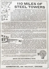 AERMOTOR CO.Chicago Old Windmill Farm Water Supply Tank System Vtg 1903 Print Ad