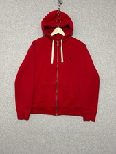 Vintage Polo Ralph Lauren Fleece Full-Zip Hoodie Men's Large Red Pony