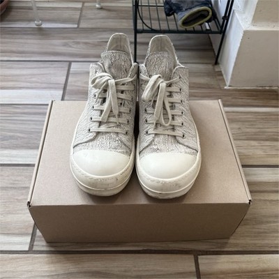 Rick Owens DRKSHDW Megacrust Low Sneaks Off-White Cracked paint EU 43
