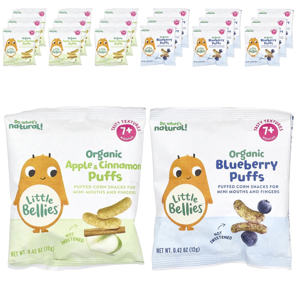 Organic Puffs Variety Pack, 7+ Months, 18 Packs, 0.42 oz (12 g) Each