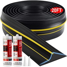 Garage Door Threshold Seal Strip 20FT Kit, Bottom Waterproof, Yellow, 2 Adhesive