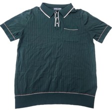 PJ PAUL JONES Shirt Mens L Green Retro Knit Button Up