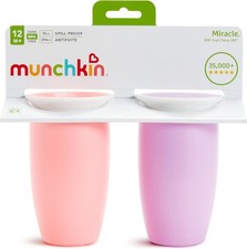 Munchkin Sippy Cups for Toddlers 1-3, Spill Proof Miracle 360 Cup, 10 Ounce, 2 P