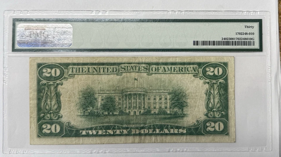 1928 $20 Gold Certificate Currency Cash Note Money PMG  VERY FINE 30 - Image 2 of 2