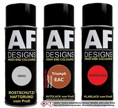 Spraydose Set für Triumph EAC Volcano Metallic Autolack Klarlack Grundierung Spr