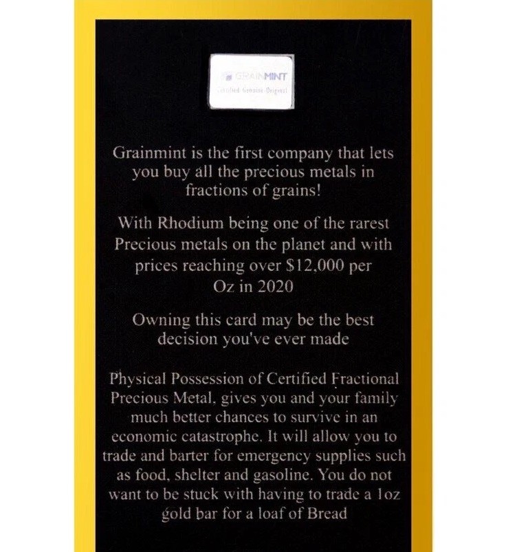 1/10 GRAM 99.9% PURE RHODIUM CRYSTAL METAL - IN COA CARD | eBay