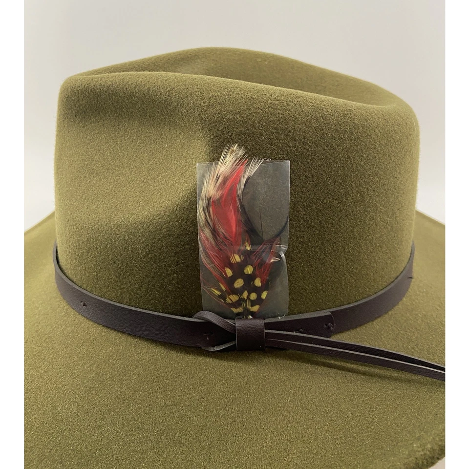 Daniel Cremieux 38 Etiqueta Azul Fieltro Outback Sombrero Oliva NUEVO Foto 3 de 4