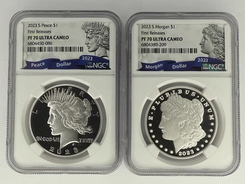 2023-S Proof $1 Morgan & Peace Dollar Set NGC PF70 First Release ‼️ULTRA CAMEO‼️