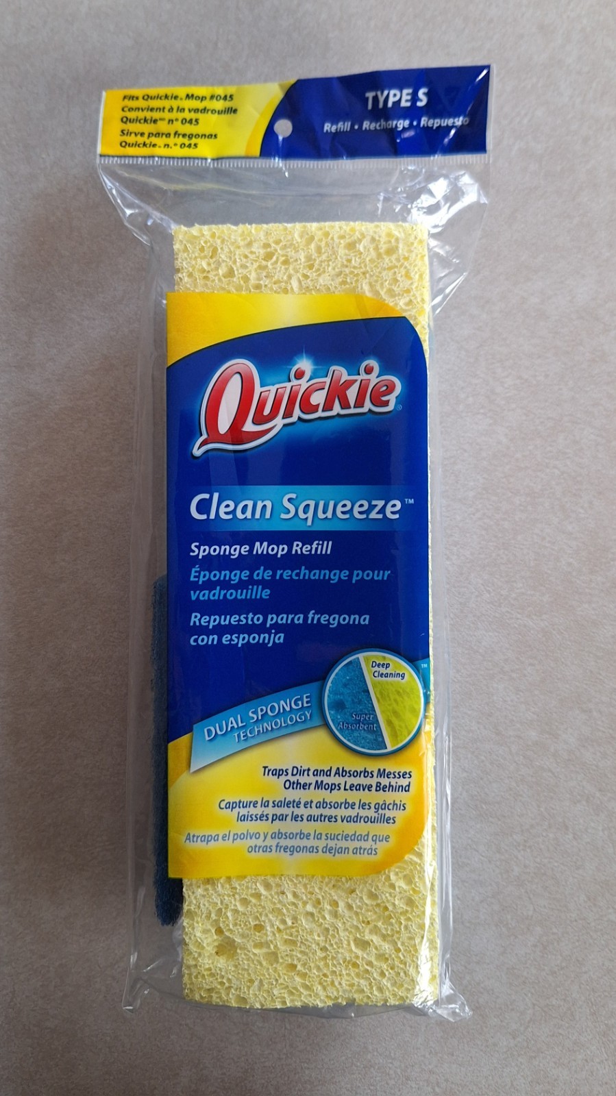 Quickie Clean Squeeze Type S Sponge Mop Refill 0441 New 