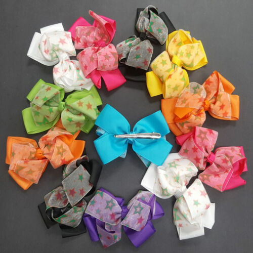 6pcs Baby Girl Kids Hair Bow Alligator Clip Boutique Grosgrain Ribbon 5" Lots - Picture 2 of 4