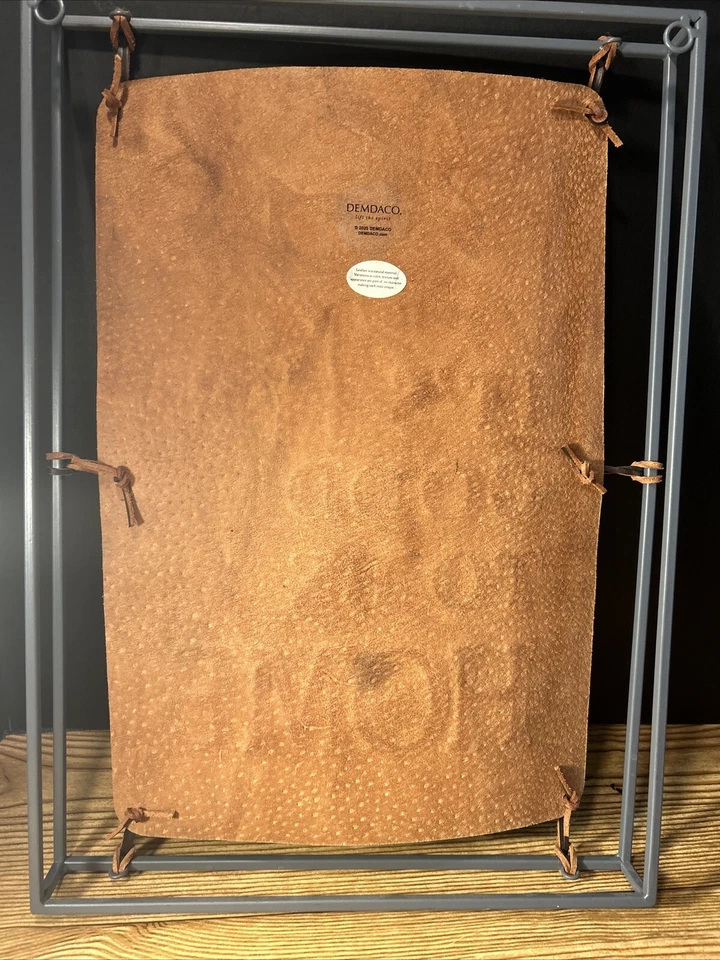 It’s Good To Be Home Natural Brown 18 x 13 Genuine Stretched Leather Wall Art - Image 3 of 4