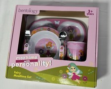 Kids Fairy 5 Piece Mealtime Set Bentology Compartment Plate, Bowl, Utensils, Cup