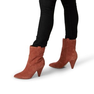 tan calf length heeled boots