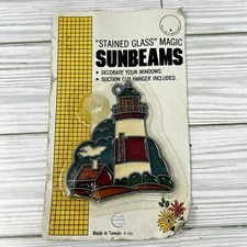 Sunbeams Lighthouse Sun Catcher Suction Cup Hanger 1983 Vintage 2a