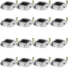 VEVOR 16pcs Solar Driveway Lights 6 LED White Light for Path Step Dock Deck IP68