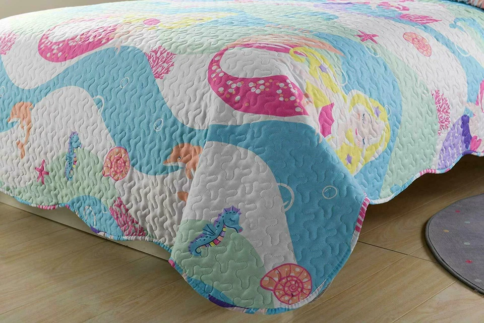 Juego de colcha edredones para niños para adolescentes niños niñas juego de ropa de cama, sirena doble A94  Foto 3 de 4